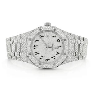 Montre Homme Quartz en Acier Inoxydable Audacieuse Style Hip Hop avec Moissanite et Diamants VVS, Bracelet 20mm, Cadran en Verre, Tendance - Product Image 1