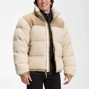 Custom Winter Warm Stand Collar <b>Zip</b> <b>up</b> <b>Jacket</b> Full Zipper Sherpa Polar Fleece Puffer <b>Jacket</b> for Men - Product Image 1