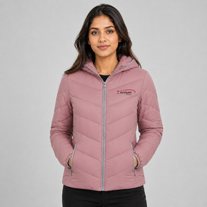 <b>Women's</b> <b>Puffer</b> <b>Jacket</b> Warm <b>Lightweight</b> Quilted Winter Coat Custom Logo Full Zipper Hooded Casual Outerwear <b>Women</b> <b>Puffer</b> <b>Jacket</b> - Product Image 1