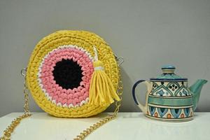 Crochet Bags Single Color Multicolor Bags Elegant Look Cotton <b>T</b>-<b>Shirt</b> <b>Yarn</b> Handmade Crochet Bags Customized Size - Product Image 4