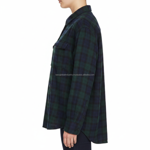 Chemise en flanelle pour homme, bleu à carreaux, manches longues, sur mesure, OEM, vente en gros - Product Image 2