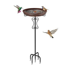 Customizable Durable Garden Iron <b>Bird</b> Bath With Vintage <b>Stand</b> For <b>Bird</b> Water Drinking And Decoration Activities Purpose - Product Image 6