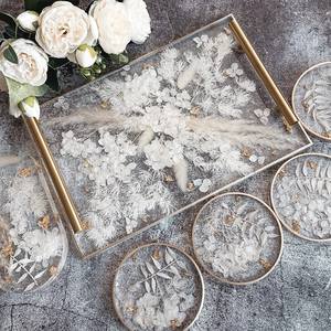 Natural Finish Resin <b>Tray</b> for Serving Snacks Drinks Decorative Dining <b>Table</b> Organizer Home Accessories Solution - Product Image 1