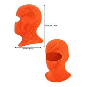 Cagoule en tricot orange, masque intégral, hauteur 36 cm, largeur 20 cm, unisexe, pour l'extérieur, taille adulte - Product Image 1