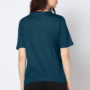 Camiseta informal de mujer, holgada, mezcla de algodón, poliéster y seda, con logo, color rojo, para verano, fabricante directo. - Product Image 2