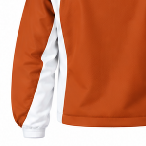 เสื้อแจ็คเก็ตมีฮู้ดสีส้มไหม้ขาว แบบซิปเต็มตัว  เสื้อกันลมแบบสปอร์ตสั่งทำพิเศษ น้ำหนักเบา เหมาะสำหรับการฝึกซ้อมกีฬา ชุดทีม เสื้อแจ็คเก็ตสำหรับกิจกรรมกลางแจ้ง - Product Image 5