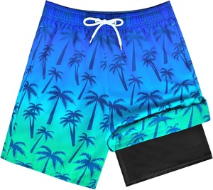 Boys Swim <b>Trunks</b> with <b>Boxer</b> Brief Liner Compression Boy Bathing Shorts Quick Dry Beach Swim Shorts - Product Image 1