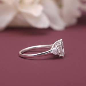 IGI Certified Lab Grown <b>Cushion</b> Diamond Three Stone Engagement <b>Ring</b> 14K White /Rose And Yellow Gold <b>Cushion</b> Cut Diamond <b>Ring</b> - Product Image 3