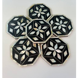 Elegant Design MOP Mosaic <b>Coaster</b> <b>Set</b> With Holder Glam Design Custom Shape Mats & Pads <b>Coaster</b> - Product Image 3