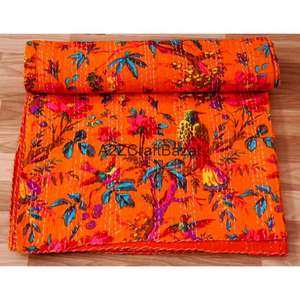 Couverture Kantha artisanale en coton biologique, élégante et raffinée, écologique, vintage, réversible, pour la maison et l'hôtellerie, vente en gros - Product Image 3