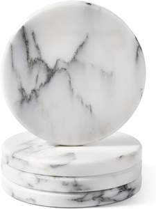 Sous-verres ronds en marbre, sous-verres en pierre pour boissons et café, sous-verres en marbre pour table basse, décoration de bar à domicile, choix de cadeau résistant à la chaleur - Product Image 5
