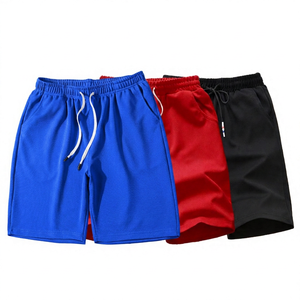 Shorts de sport pour homme respirants et écologiques 100% coton avec cordon de serrage, couleur unie, séchage rapide, gris, rouge, noir - Product Image 5