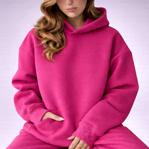 Sudadera con Capucha Larga Extra Grande para Mujer, Tejido de Velour, Estilo Urbano Relajado, Cálida para Invierno, Corte Holgado Informal, Logotipo Frontal - Product Image 1