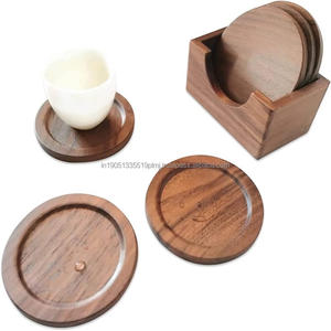 Dessous de verre personnalisés en bois d'acacia, dessus de table dur solide, tapis décoratif en bois d'arbre poli, livraison gratuite en Inde - Product Image 4