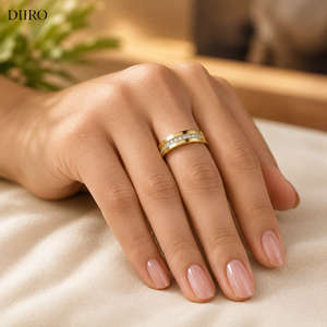 Anillo de Compromiso de Oro Amarillo de 14K con Diamante Brillante de Corte Redondo, Anillo de Boda Unisex, Joyería Clásica de Moissanita - Product Image 6