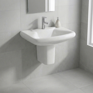 Easy Clean Modern European Design Ceramic Half Pedestal Wash Basin Sink For Hospital - Product Image 1
