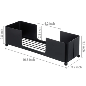 Porta toallas de invitados de metal negro mate, dispensador de servilletas de papel alargado con base ranurada - Product Image 1