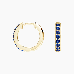 Pendientes de Aro de Oro para Mujer con Piedras Laterales de Zafiro Azul, Estilo Clásico para Uso Diario - Product Image 2