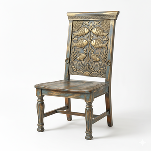 Silla Decorativa de Madera Maciza con Diseño de Pez y Acabado Multicolor para Sala de Estar y Salón, al Mejor Precio de Fábrica - Product Image 2