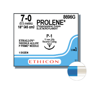 Suture chirurgicale non résorbable ETHICON 8702H 7-0 Prolene, monofilament bleu, qualité hospitalière - Product Image 5