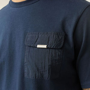 Conjunto de Camiseta y Pantalones Cortos para Hombre, Color Azul Marino, Estilo con Bolsillos, Tela Ligera y Transpirable, Atuendo Deportivo Informal de Dos Piezas para Verano - Product Image 6