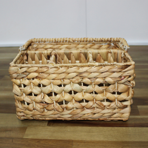 Eco-Friendly Water Hyacinth <b>Rectangular</b> <b>Storage</b> Caddy 3 Compartments Handles Home Decor - Product Image 2