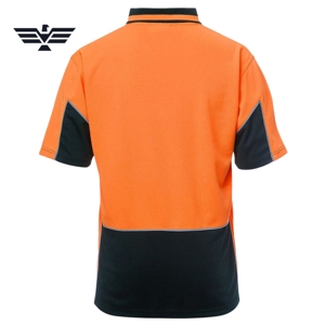 Custom Workwear <b>Polo</b> Shirt <b>Orange</b> & Black Industrial Safety <b>Polo</b> Breathable Uniform with Chest Pocket OEM Manufacturer - Product Image 2