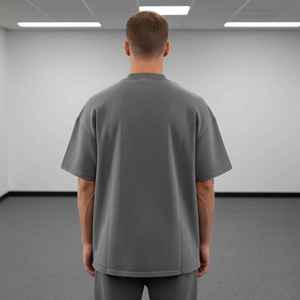 New Fashionable Oversized Men's T-shirts Streetwear 100% Cotton Eco-Friendly Solid Hip Hop <b>Drop</b> Shoulder Custom DTF Printed logo - Product Image 3