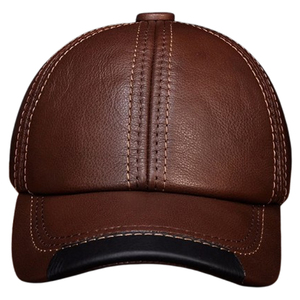 Casquettes en cuir marron vintage de haute qualité pour hommes, style classique à 6 panneaux, vente en gros, service OEM/ODM sur mesure, collection 2026 - Product Image 1