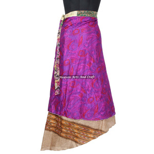New Fashion Asymmetrical Red Color Printed Silk Wrap <b>Skirt</b> <b>Boho</b> Stylish Multi Color Summer Wear Comfortable Fashion Hippie Style - Product Image 4