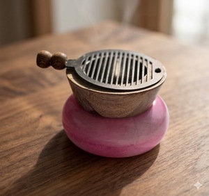 Brûleur d'encens en bois et pierre, diffuseur d'air en métal, support d'aromathérapie portable pour la maison, le spa et la méditation - Product Image 2