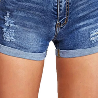 Shorts en jean déchirés décontractés taille basse pour femme, grande taille, style été