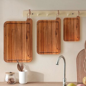 Juego de 3 Tablas de Cortar de Madera de Acacia Ecológicas y No Tóxicas con Logotipo Personalizado, Rectangulares, con Soporte para Uso en la Cocina y para Servir - Product Image 2