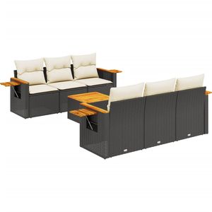 Conjunto de Sofá Plegable Grande para Jardín en Ratán Sintético Negro, Muebles Elegantes para Exteriores - Product Image 2