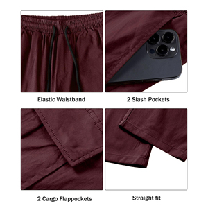 Athletic Fit Mens Cargo Jogger Pants Secure Zip Multi Pocket Bottoms Casual Streetwear Style <b>Elastic</b> Drawstring Waist <b>Trousers</b> - Product Image 5