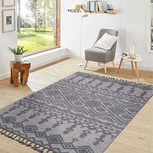Alfombra Tradicional de 5x7 para Interiores/Exteriores, Blanca/Gris, con Estilo Elegante, Juego de Alfombras de Alta Calidad - Product Image 2