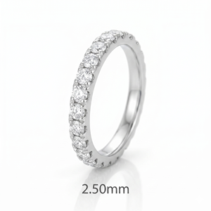 Bague de mariage éternelle en or massif 10K 14K 18K avec diamants de laboratoire ronds de 2,50 mm, empilable et faite à la main - Product Image 1
