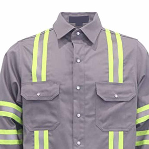 Pantalon de travail haute visibilité pour homme, manches longues, gris, rayures jaunes, haute qualité, certifié Oeko-Tex, résistant à l'abrasion - Product Image 4