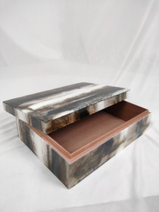 Caja de almacenamiento decorativa de resina antigua hecha a mano india, diseño geométrico gris, incrustaciones de hueso, uso artesanal, regalos, arte de fabricante exportado - Product Image 6