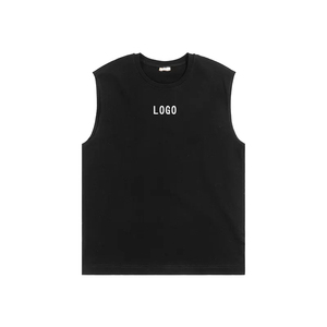 เสื้อกล้ามผู้ชายลดราคาสุดร้อนแรงประจำฤดูร้อน ผ้าฝ้าย 100% ระบายอากาศได้ดี แบบถัก ปรับแต่งได้ สไตล์สตรีทแวร์ลำลอง  โลโก้ด้านหน้า - Product Image 4