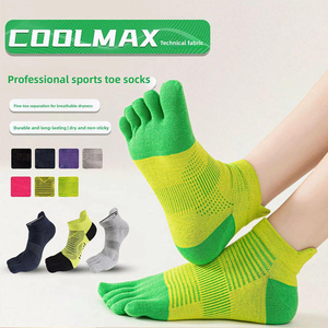 ODM 5 Toe <b>Socks</b> Breathable Mesh Reinforced Heel Anti Skid Band Cotton Anti-Bacterial Sweat-Absorbent Sports Custom Made - Product Image 4