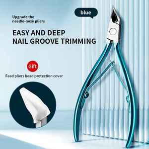 Professional Stainless Steel Curved Nail Nipper <b>Titanium</b> Color Cuticle Remover Nail Pusher Scraper Dead Skin Clipper Finger - Product Image 6