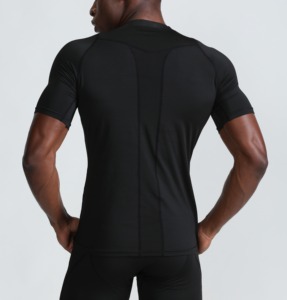 Custom Men's Athletic Workout Rash Guard Short-Sleeve Muscle Fit <b>Compression</b> <b>Shirt</b> for Running <b>Gym</b> Eco-Friendly Spandex/Nylon - Product Image 3