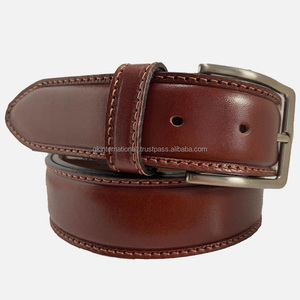Cinturón informal de cuero marrón a la moda para hombre para jeans o pantalones elegante hebilla de un solo pin de latón tamaños personalizados disponibles - Product Image 1