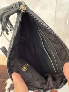 Pochette élégante en cuir de vachette véritable avec patchs western, couleur noire, petite pochette portefeuille stylée - Product Image 6