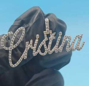 จี้ฮิปฮอปแบบกำหนดเองส่วนบุคคล เงินแท้ 925 ผ่านการทดสอบเพชร VVS มอยส์ซาไนต์ ประดับเพชรเต็มตัวอักษรชื่อ - Product Image 4