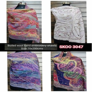 <b>Indian</b> Winter Boho Hand Embroidery 100% Pure Pashmina <b>Shawls</b> for Muslim Women Custom High Quality Breathable Boiled Wool 70x200 - Product Image 3