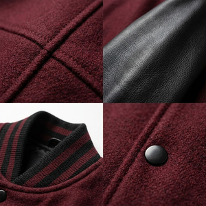 Veste universitaire de la Caroline du Sud pour homme, marron, manches en cuir noir, lettrage brodé, style bomber, vêtement décontracté d'automne - Product Image 5
