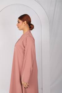 Abaya longue pour femme, col montant, manches longues, couleur unie, légère, style Moyen-Orient, pour usage quotidien, tenue musulmane - Product Image 3