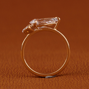 Anillo de compromiso con diamante talla pera cultivado en laboratorio, oro amarillo macizo de 14k, color EF, joyería personalizable, certificado IGI - Product Image 4